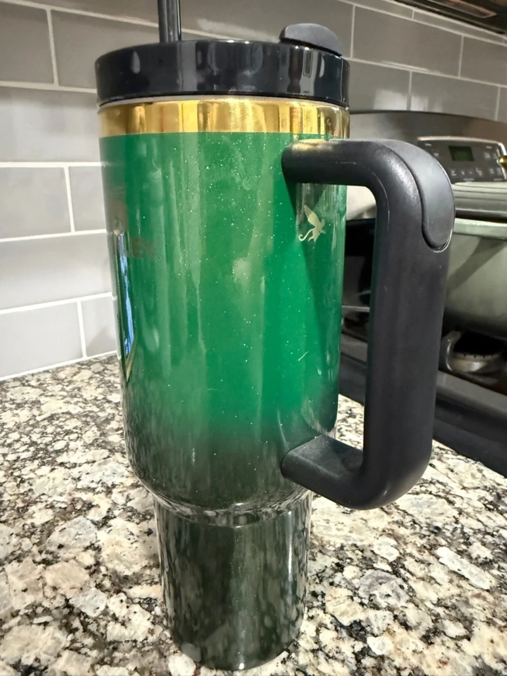 Stanley Wicked Elphaba  Green Tumbler with Gold Accent and Handle - Picture 2 of 3